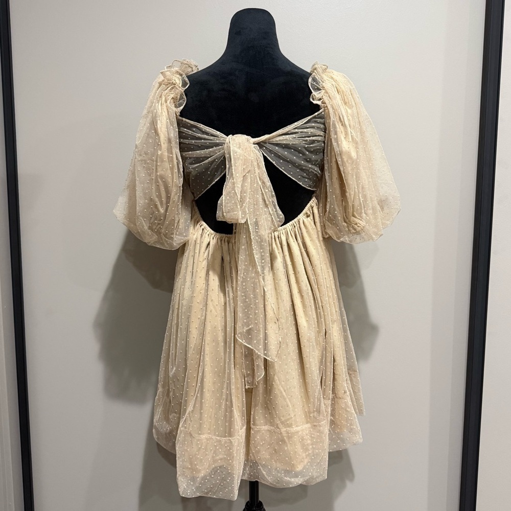 MARBLE Cream Puff Sleeve Mini Dress - Picture 2 of 9